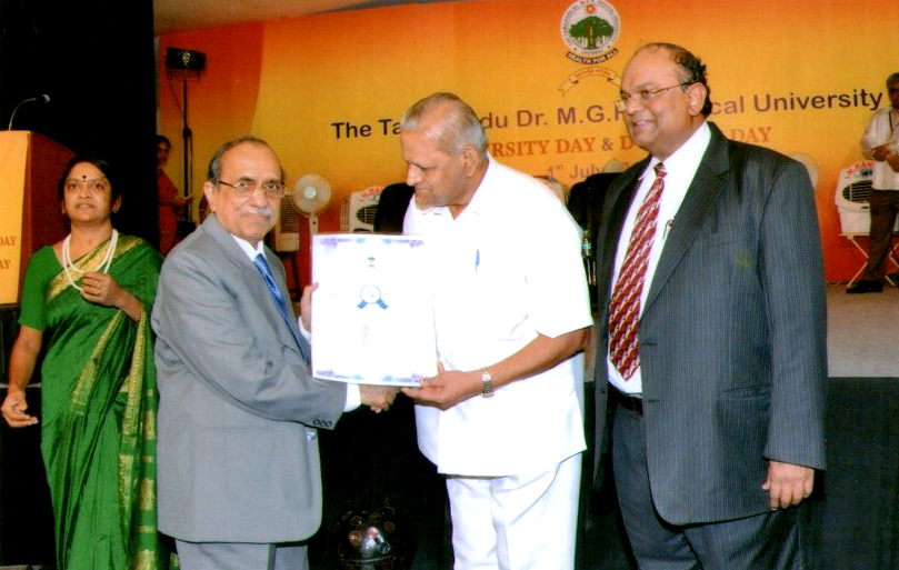 Lifetime Achievement award, Tamil Nadu Dr. M.G.R. Medical  University, Chennai,  1st July 2011